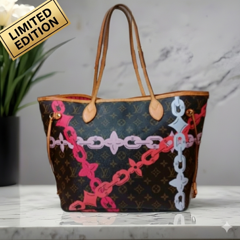 SOLD✅️LOUIS VUITTON Neverfull MM LIMITED EDITION✨️ Nautical Bay Print Tote Bag - Picture 1 of 17